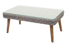 Mendler Salottino da Esterno HWC-H64 polyrattan Legno di Acacia Spun Poly Cuscini Grigio Scuro