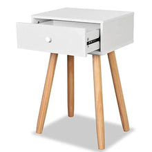 Comodino ausiliario bianco con cassetto, set di 2 comodini da notte in legno massello di pino per camera da letto, 40 x 30 x 61 cm