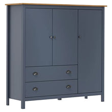 vidaXL Armadio a 3 Ante Hill Range Grigio 142x45x137cm Massello Pino