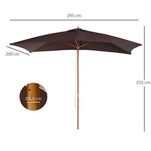 Outsunny Ombrellone Esterna da Giardino Spiaggia Parasole Impermeabile in Legno 2X 3X 2,5m Marrone