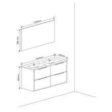 Kiamami Valentina Mobile Bagno SOSPESO 120CM Bianco Lucido con Maniglia Nero Opaco | Parigi