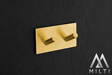 Milti Portasciugamani Autoadesivo Acciaio Inox 304 finitura spazzolata - Oro - Ganci Adesivi di Design senza Foratura per Bagno o Cucina - Niente più Forature - Adesivo 3M di alta Qualità