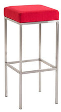 CLP Sgabello Bar Newark 80 in Tessuto E Metallo - Sgabello da Cucina Quadrato Imbottito - Sedia Alta Bancone H 80 CM, Colore:Rosso, Colore del Telaio:Acciaio Inossidabile