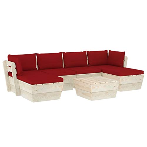 FAMIROSA Set Divani da Giardino su Pallet 7 pz con Cuscini Legno Abete-3585