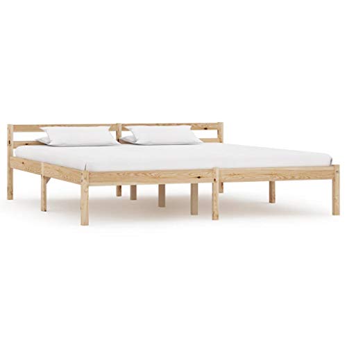 BIGTO - Struttura per letto in legno di pino massiccio, per camera da letto, colore: marrone, 160 x 200 cm