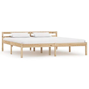 BIGTO - Struttura per letto in legno di pino massiccio, per camera da letto, colore: marrone, 160 x 200 cm