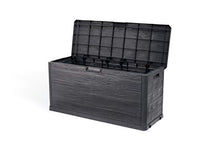 909 OUTDOOR Cassapanca Contenitore 280 L, Baule da Esterno Impermeabile, Panca Contenitore Nera Effetto Legno, Panca da Giardino 117x45x56 cm