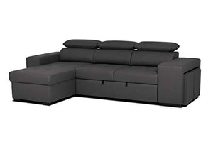Confort24 John - Divano letto angolare a 3 posti, forma L, colore: Nero