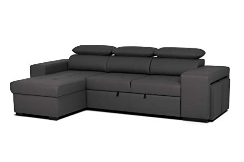 Confort24 John - Divano letto angolare a 3 posti, forma L, colore: Nero