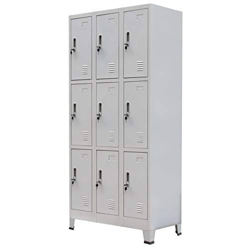FAMIROSA Armadio con 9 Armadietti in Acciaio 90x45x180 cm Grigio