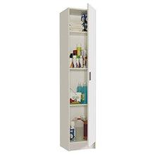 Bricozone Bushwick Armadio Multiuso, Armadio in Legno 4 Ripiani Interni, Armadio 1 Anta, 180 x 37 x 37cm, Bianco