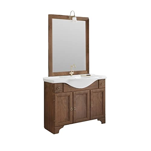 Bagno Italia Mobile Arredo Bagno Portofino cm105 Arte povera con lavabo in Ceramica e Specchio Mobili I