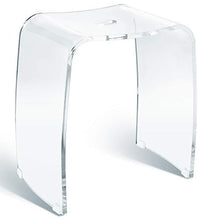Libaro - Sgabello da Bagno Meran in Acrilico Adatto alla Doccia, con Maniglia, Design Senza Tempo, Antiscivolo con Piedini in Gomma (Trasparente)