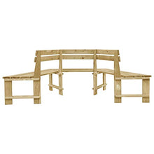 BIGTO Panca da giardino mezza esagonale 240 cm in legno di pino impregnato, 240 x 208 x 87 cm (lunghezza x larghezza x altezza).