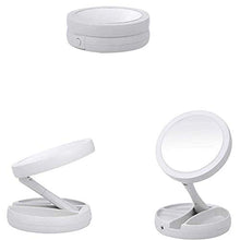 Asffdhley Specchio Trucco 10X Ingrandimento Illuminato Doppio Lato Specchio Trucco LED Bagno Viaggio Pieghevole Per