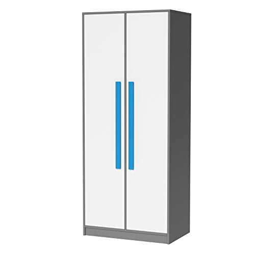 SMARTBett GmbH - Armadio GIT con 2 ante, colore: Grigio/Bianco/Blu