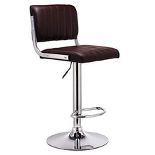 LUSTAR Stazione Sgabello di Sollevamento Girevole A 360 °, Set di Sgabelli Regolabili A Barre di 2, Sedie A Barre in Pelle PU con Schienale Brown-High Stool