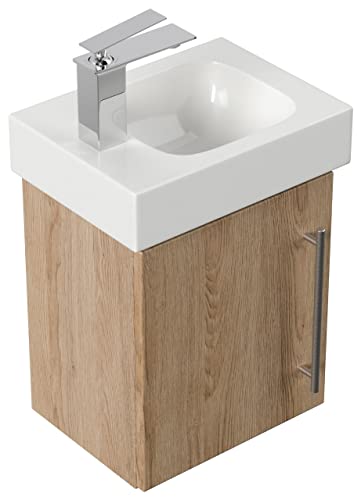 Mobile bagno con lavabo Geberit Icon 38cm a sinistra rovere chiaro