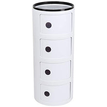 Componibile,Mobile Bagno 4 Strati Componibile,Contenitore di Stoccaggio Porta Scorrevole di Forma Rotonda per la Casa,Bianco,32 * 76cm