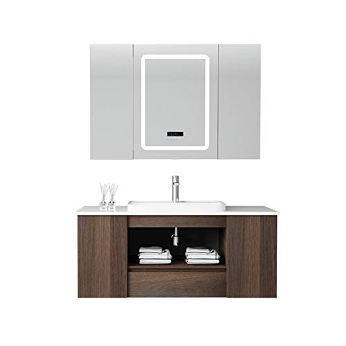 Mobile da bagno Specchio Combinazione intelligente Semplice bagno a muro per muro vanity specchio per il bagno del bagno Set di armadi per lavabo da bagno ( Color : Brown , Size : 53x120x55cm )