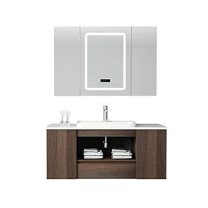 Mobile da bagno Specchio Combinazione intelligente Semplice bagno a muro per muro vanity specchio per il bagno del bagno Set di armadi per lavabo da bagno ( Color : Brown , Size : 53x120x55cm )