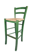 Sedam Srl Sgabello Venezia, in Legno MASSELLO, Comodo e Resistente, per Interni ed Esterni, Vari Colori e SEDUTE Disponibili, Ordine Minimo 2 Pezzi (Verde, Paglia)
