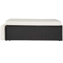 TecTake 800884 Divano Lounge in Rattan, Doppia Sdraio, Pouf con Cuscino, Elevato Comfort di Seduta, Arredamento da Giardino, Nuovo (Nero)