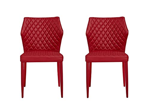Homemania Set da Due Pezzi Sedia Ara Colore Rosso, in Metallo e Tessuto - Mobile Arredo Design Casa - per Ufficio, Soggiorno, Sala da Pranzo, Cucina, Camera da Letto