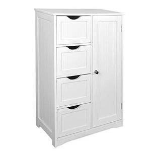 EUGAD 0026WY Armadietto da Terra Autoportante Mobiletto Bianco da Bagno Cassettiera Cucina Organizer Salvaspazio in Legno Bianco