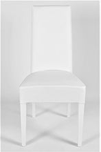 Tommychairs - Set 4 sedie modello Luisa per cucina bar e sala da pranzo, robusta struttura in legno di faggio verniciata bianco, seduta e schienale imbottiti e rivestiti in pelle artificiale bianco