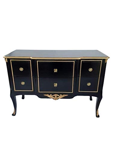 Louis XIV Louises Barock Rokoko - Cassettiera in stile antico, colore: nero con oro larghezza 135