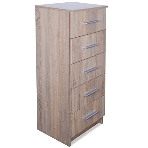vidaXL Cassettiera Alta in Truciolato Compatta Color Rovere Comodino Comò