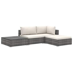 Festnight 4 pz Set Divani da Giardino in Polyrattan Grigio con Tavolino,Set Divani Angolari da Giardino in Rattan,Set Divani Modulari da Giardino per Esterno in Rattan,Divano con Penisola Rattan