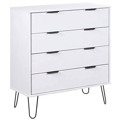 Tidyard Cassettiera Bianca Moderna in Legno Massello di Pino con 4/6 Cassetti 45x39,5x90,3 cm,Credenza Bianca Moderna con 4/6 Cassetti,Credenza con Cassetti,Credenza Bianca