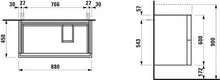 Laufen Mobiletto lavabo Kartell Running, Adatto per lavabo 810339, 2 cassetti, 880x600x450, colorazione: Grigio Ardesia - H4076080336421
