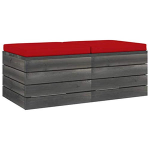 vidaXL Pouf da Giardino su Pallet 2 pz con Cuscini in Massello di Pino