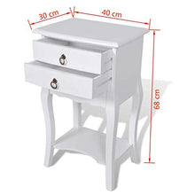 Comodino con 2 cassetti Bianco, Comodino, Comodino, Mobili Comodino da camera, Legno, Comodini Bianchi Camera da Letto Moderni, 40 x 30 x 68 cm