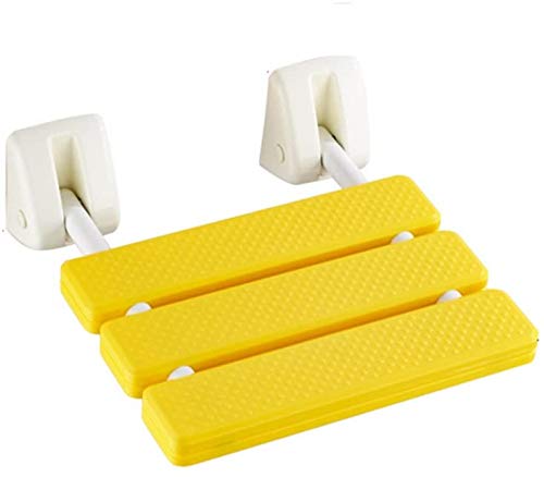 Nologo Sicurezza Giallo Doccia Sgabello Pieghevole a Parete Bagno Chair Corridoio Sedia Parete Anziani Anti-Slip Doccia Sedia Doccia Sedile Sgabello 32.2X32.3X33.8cm