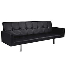 Divano letto in pelle sintetica pieghevole, 184 x 77,5 x 66,5 cm, 3 posizioni regolabili, in similpelle nera
