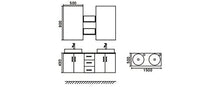 GRAFICA MA.RO SRL Mobile ARREDO Bagno Modello Lion 150 CM ARREDOBAGNO SOSPESO RUBINETTERIA LAVABO Bianco Neve con Piano Nero, Rubinetteria e Due Lavabo Inclusi