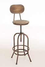 CLP Sgabello Design Industriale Pino In Legno E Metallo I Sgabello Bar Bancone Regolabile 68-88 CM Con Schienale, Colore:bronzo