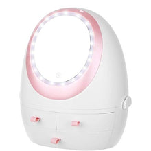 AITAOZI Specchio per il trucco a LED ricaricabile con luci, specchio per vanità illuminato ad ingrandimento, touch controllo, rotazione e specchio cosmetico dimmerabile per il desktop da barba da viag