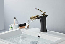 Leekayer Rubinetti per lavandini bagno Miscelatore Monocomando per Lavabo Rubinetto Bagno Lavabo Miscelatore nero/oro Cromato Cascata Durevole Rubinetto