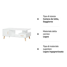 HOMCOM Tavolino da Salotto Moderno con Anta e Cassetto, Mobile Basso per Soggiorno e Ufficio Bianco, 100x50x40cm