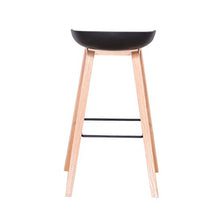 Uderkiny Set di 2 Sgabelli da Bar con Seduta in plastica e Gambe in Legno, sgabelli Alti, per Bar Cucina Ristorante taverna (Nero)
