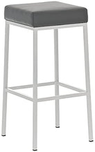 CLP Sgabello Bar Montreal Imbottito In Similpelle I Sgabello Panchetto Design Cucina o Bar Telaio 4 Gambe Alt 85 CM, Colore:grigio, Colore del telaio:bianco