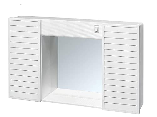 forlani Mobiletto Specchiera da Bagno 2 Ante in PVC 58x37x12cm con Luce Funny Bianco