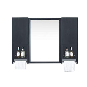 Specchio da Parete splendidamente Nero con mensola Laterale Armadietto Laterale Specchio per Il Trucco del Bagno in Acciaio Inossidabile