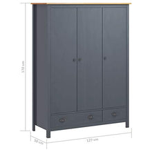 Tidyard Armadio Guardaroba con 2 Cassetti e 5 Ripiani Hill Range Armadio Camera da Letto in Legno Massello di Pino 127x50x170cm