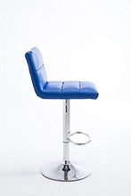 CLP Sgabello Bar Limerick In Similpelle I Sedia Cucina Girevole 360° Regolabile 84-105 CM I Sgabello Imbottito In Metallo, Colore:blu, Colore del telaio:cromo